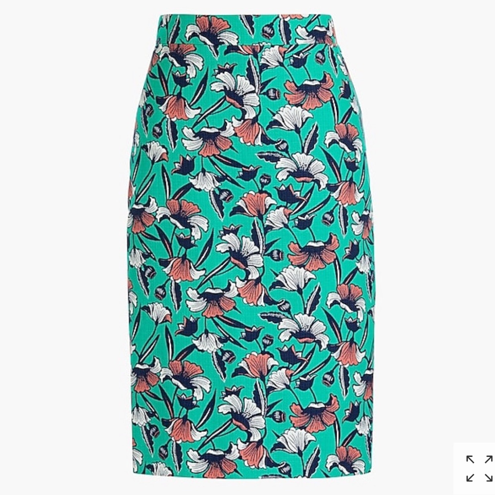 NWT J. Crew pencil skirt in a Kelly green print